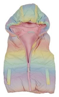 Duhová šušťáková zateplená vesta s kapucňou Dunnes
