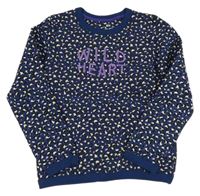 Tmavomodrá vzorovaná mikina s nápisom