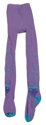 Levandulové punčocháče se srdíčky a hvězdami