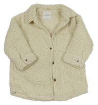 Krémová huňatá podšitá košeľová bunda Next