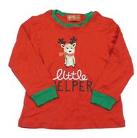 Červené pyžamové triko se sobem