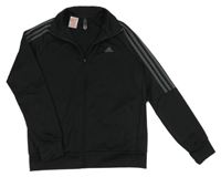 Černá sportovní propínací funkční mikina s logem Adidas