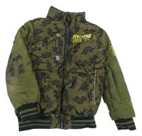 Khaki šusťáková zimní bunda s dinosaury Kiki&Koko