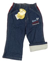 Nové - Modré podšité rifle s pruhy a nápisem Mayoral