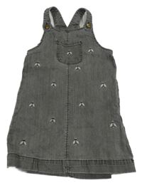 Sivé rifľové na traké šaty s výšivkami včel Sergent Major