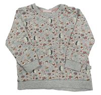 Sivá melírovaná kvetovaná mikina s ježkami a plody Liegelind