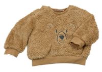 Hnedá chlpatá mikina s medvěďom Ergee