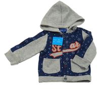 Nové - Tmavomodro-sivá prepínaci mikina s hviezdami a kapucňou