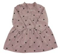 Starorůžové žebrované šaty se srdíčky