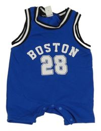 Modrý kraťasový overal s číslom Shein