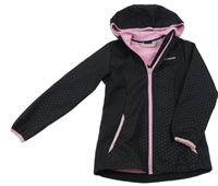 Černá puntíkatá softshellová bunda s kapucí