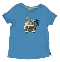 Modré tričko s autom so zvířaty Pocopiano