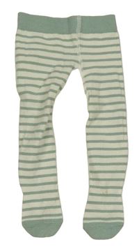 Smetanovo-zelené pruhované pančuchy