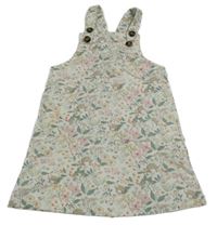 Smotanové kvetované teplákové na traké šaty s králikmi