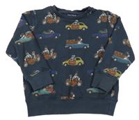 Tmavomodrá mikina s autami so psy Next