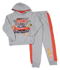 2set - Šedá mikina s Hot Wheels a kapucí + tepláky
