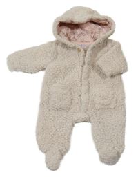 Béžová huňatá kombinéza s kapucňou So Cute