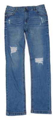 Modré skinny rifle s vyšúchaním