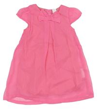 Neónově ružové šifónové šaty s mašlou C&A