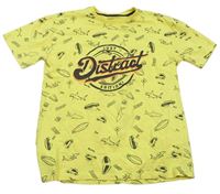 Žlté vzorované tričko s nápisom