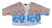 Modro-oranžový vzorovaný tričkový cardigan S. Oliver