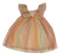 Meruňkovo-barevné tylové šaty s volánky H&M