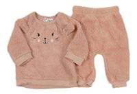 2 set - Růžová chlupatá mikina s čumákem + tepláky Ergee