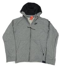 Šedá melírovaná propínací mikina s logem a kapucí Nike air max