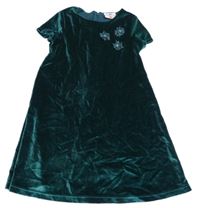 Tmavozelené zamatové šaty s hviezdičkami Topolino