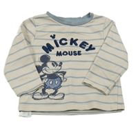 Smetanové triko s modrými pruhy a Mickeym Disney