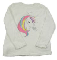 Biela plyšová mikina s jednorožcom Dunnes