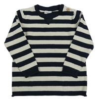 Tmavomodro-smotanový pruhovaný ľahký sveter F&F