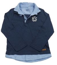 Tmavomodré polo triko s výšivkou Topolino