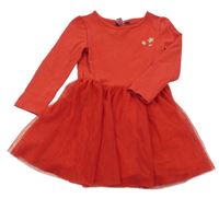 Červené teplákové šaty s tylovou sukní okaidi