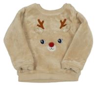 Svetlobéžová plyšová mikina so sobom C&A