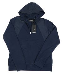 Nové - tmavomodrá propínací mikina s kapucí 