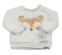 Nové - biela plyšová mikina s líškou George