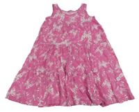 Ružovo-biele šaty s motýlikmi