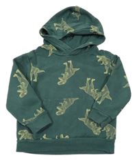 Tmavozelená mikina s dinosaurami a kapucňou H&M