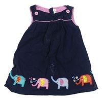 Tmavomodré menšestrové šaty so slonmi Jojo Maman Bebé