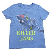 Svetlomodré tričko so žralokom so sluchátky Primark