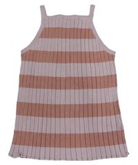 Béžovo-hrdzavý rebrovaný pruhovaný úpletový crop top H&M