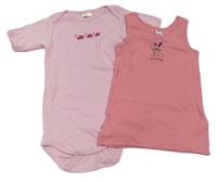 2set - ružové body s želvami + ružová košieľka  s králikom