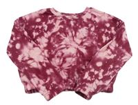 Ružovo-červená batikovaná crop mikina Primark