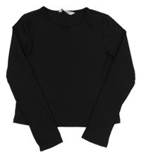 Čierne rebrované crop tričko Primark