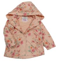 Ružová kvetovaná šušťáková jarná bunda s kapucňou F&F