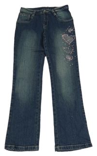 Tmavomodré flare rifle se srdíčky z kamínků 