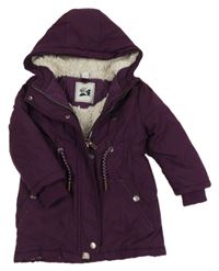 Tmavofialová šusťáková zimní parka s kapucí Topolino