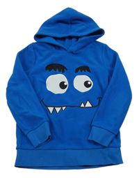 Modrá fleecová mikina s příšerkou a kapucí C&A
