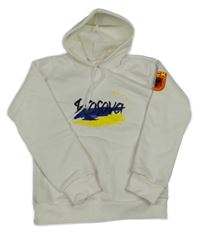 Biela mikina s obrázkami a kapucňou